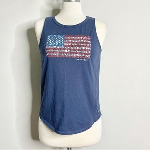 LIFE IS GOOD Women’s Stone USA Flag High-Low Crusher Tank Top